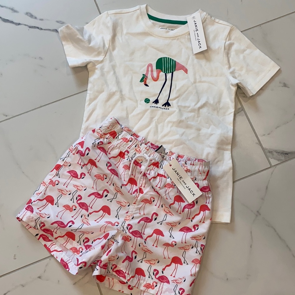 Janie and Jack swimsuit and tshirt set